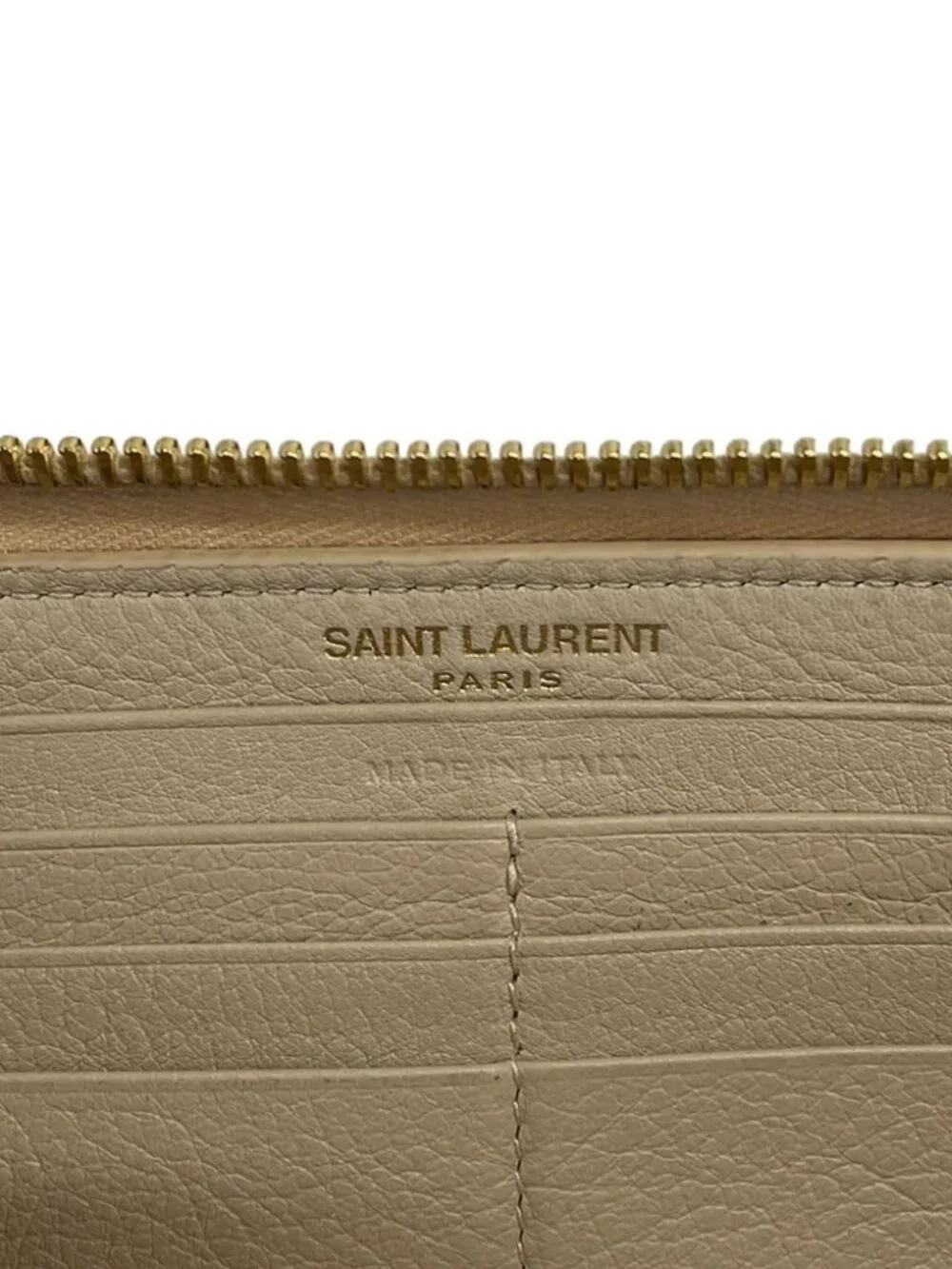 SAINT LAURENT PARIS - 637432 Gray Beige Leather Long Wallet - Picture 8 of 9
